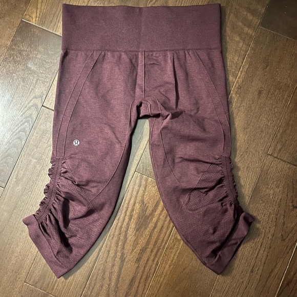 lululemon athletica Pants - Lululemon In the Flow Crop Burgundy Leggings